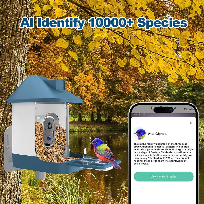 Vatjubi Bird Feeder with Camera,Smart Birdwatching Camera with Solar Powered,AI Identify Species,Instant Notifications,FHD Live View,Auto Record Video in Backyard,Ideal Gifts for Family and Bird Lovers - Image 2